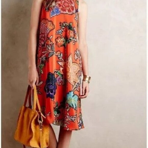 Anthropologie Larkhill Swing Dress by Maeve in orange floral size S - Picture 7 of 7
